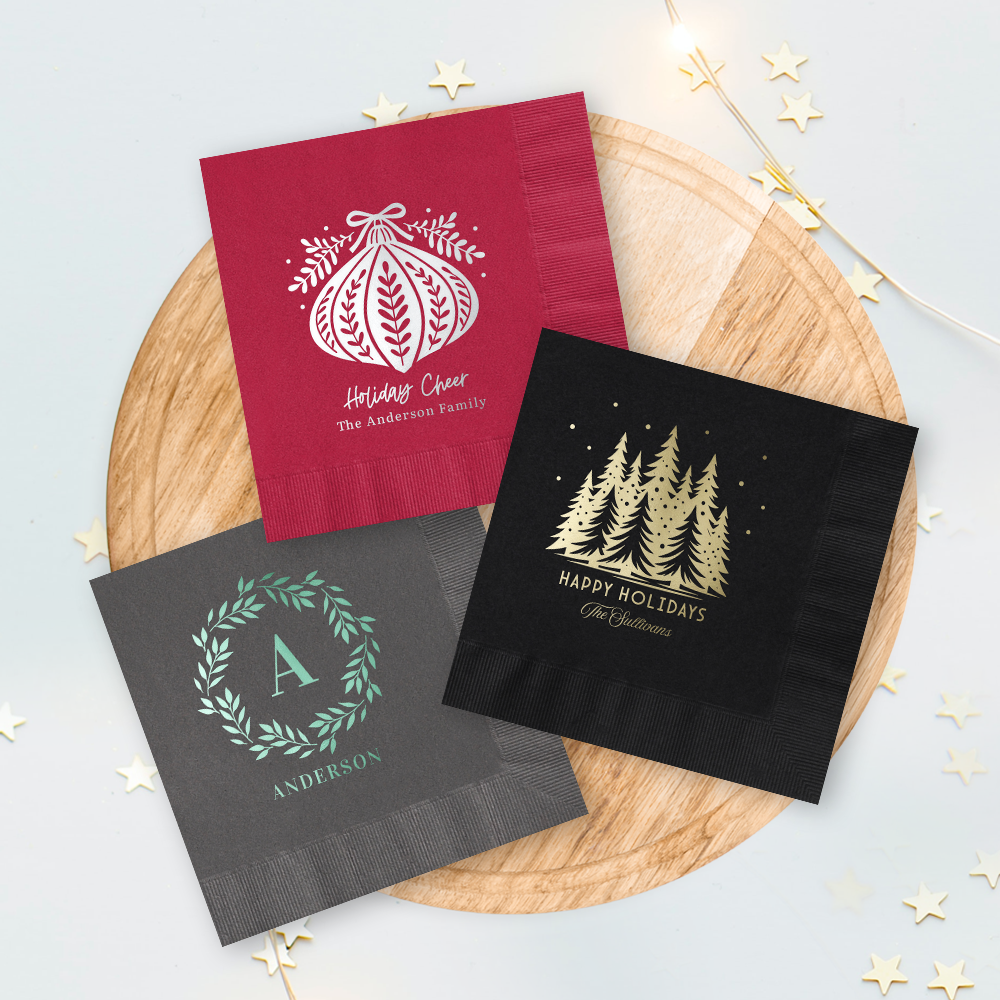 Personalized Foil Holiday Napkins