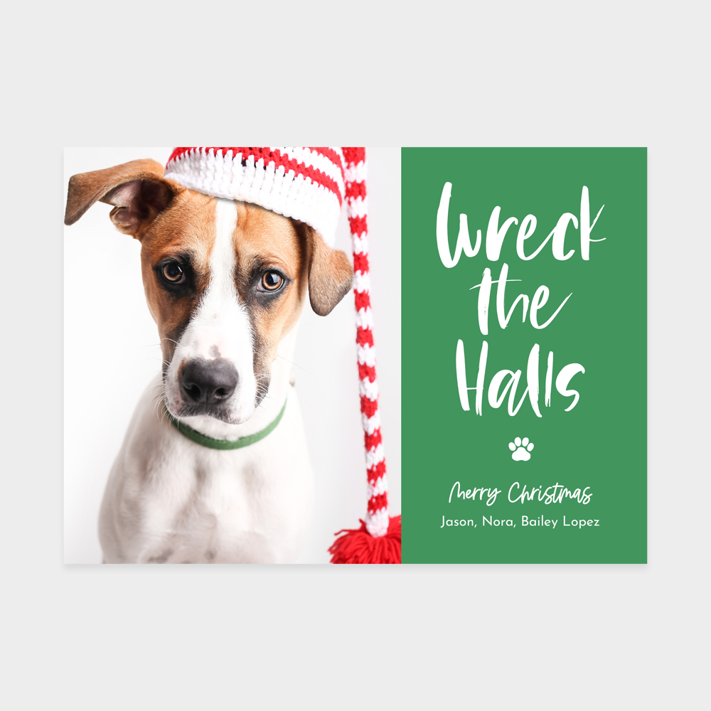 Wreck The Halls Pet Holiday Card